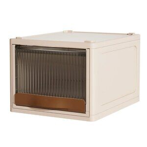 16.5L Stackable White Storage Bin Plastic Drawer With Lid Close Organizer